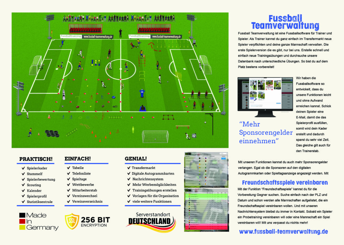 Fußball-Teamverwaltung Flyer – Informationen und Organisation